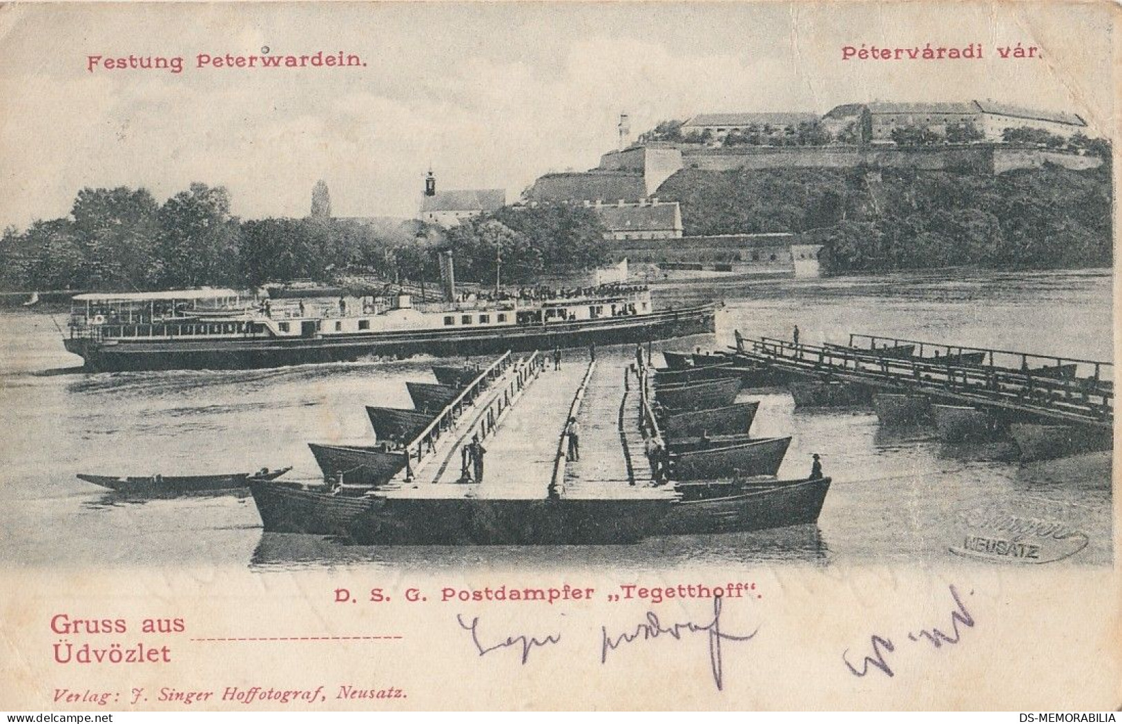 Novi Sad Petrovaradin - Steamer Steam Ship DSG Post Dampfer Tegethoff 1902 - Serbia