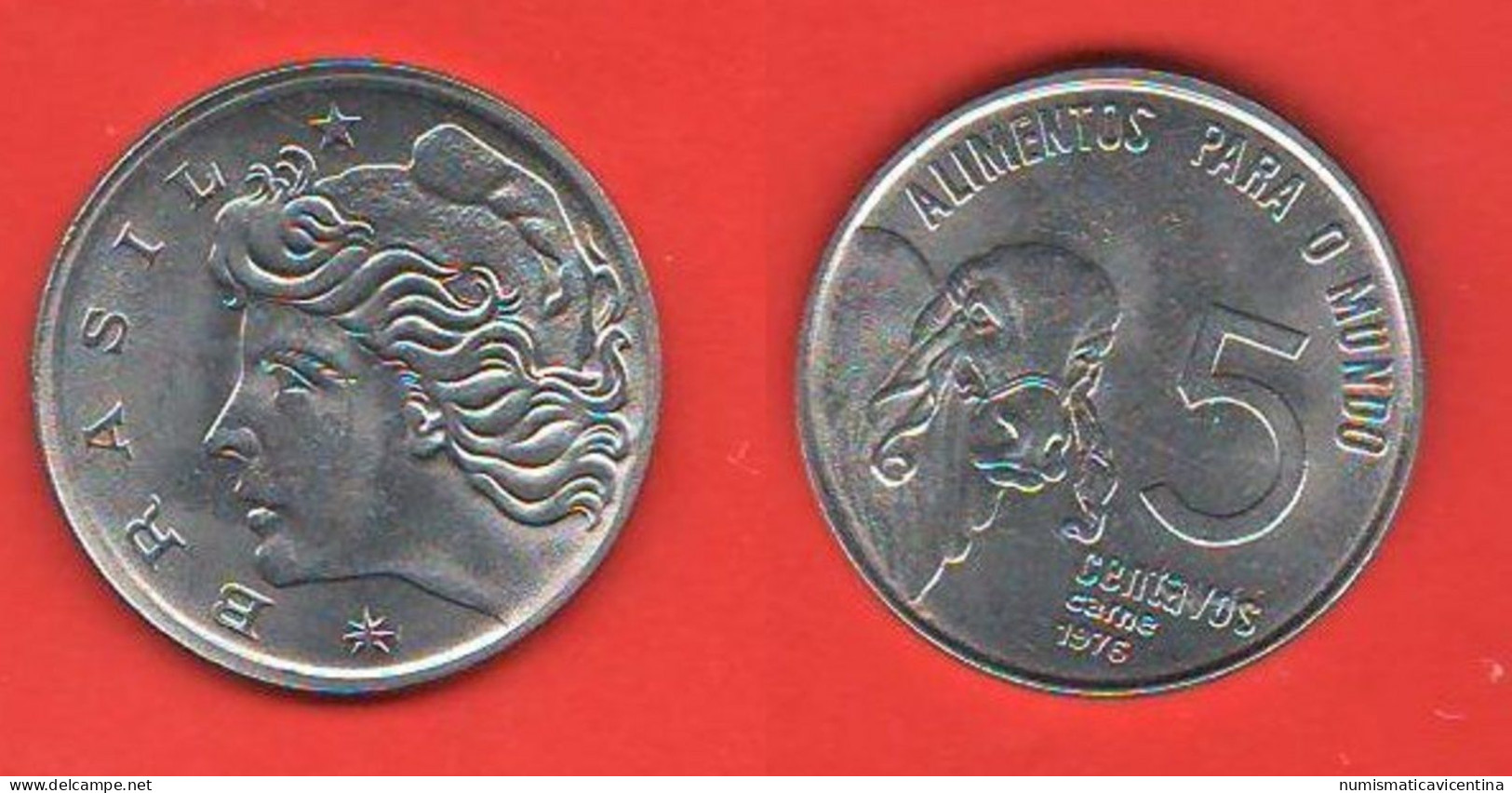 FAO Brasile Brazil 5 Centavos 1976 Zebù ALIMENTOS PARA O MUNDO - Brasil