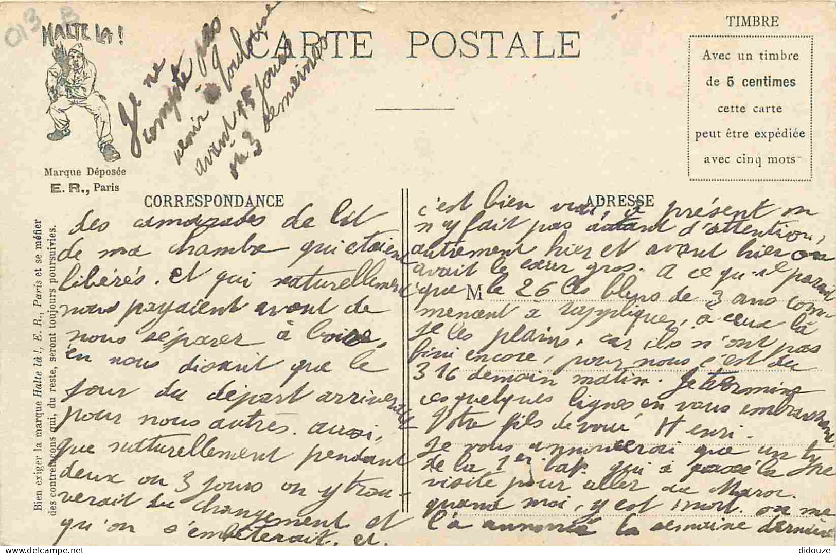 Militaria - Humoristique - A La Boite - Scènes Militaires - Correspondance - CPA - Voir Scans Recto-Verso - Humour