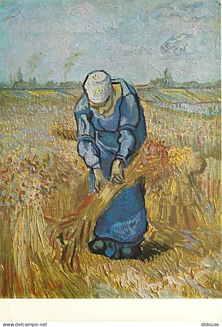 Art - Peinture - Vincent Van Gogh - Paysanne Gerbant Le Blé - De Schovenbindster, St. Rémy 1889 - Peasant-woman Tying Sh - Pintura & Cuadros