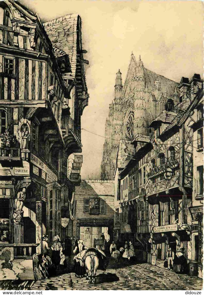 60 - Beauvais - La Rue St Pierre Et La Porte Du Gloria Laus Vers Le XIX Siècle - Art Peinture D'après Une Gravure D'époq - Beauvais
