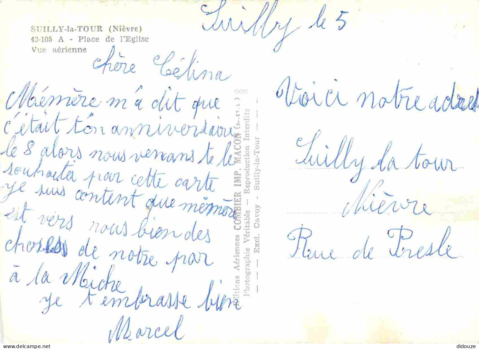 58 - Suilly La Tour - Place De L'Eglise - Vue Aérienne - Mention Photographie Véritable - Carte Dentelée - CPSM Grand Fo - Sonstige & Ohne Zuordnung