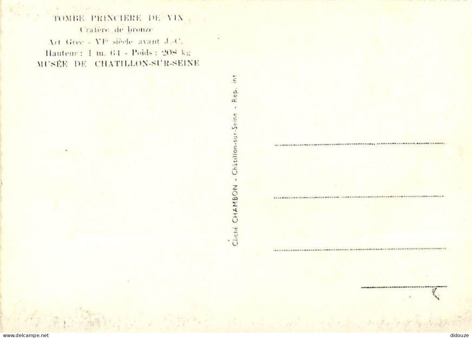 21 - Chatillon Sur Seine - Musée De Chatillon Sur Seine - Tombe Princière De Vix - Cratère De Bronze - Carte Dentelée -  - Chatillon Sur Seine