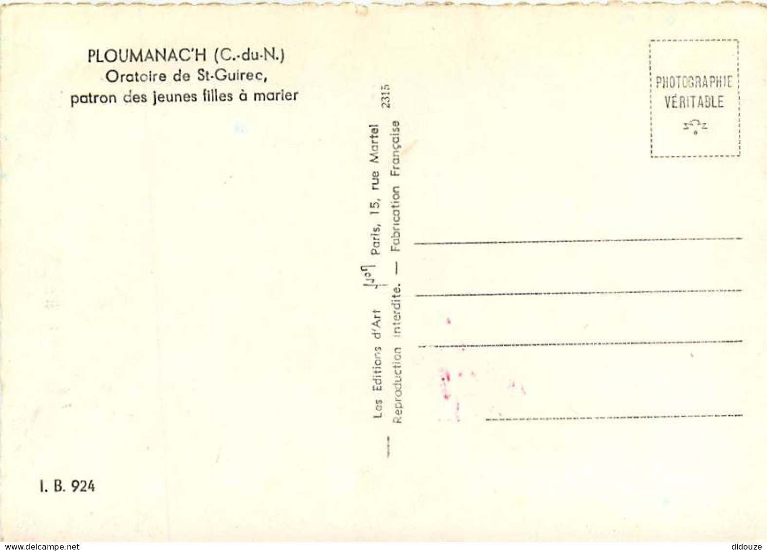 22 - Ploumanach - Oratoire De Saint-Guirec - Mention Photographie Véritable - CPSM Grand Format - Voir Scans Recto-Verso - Ploumanac'h