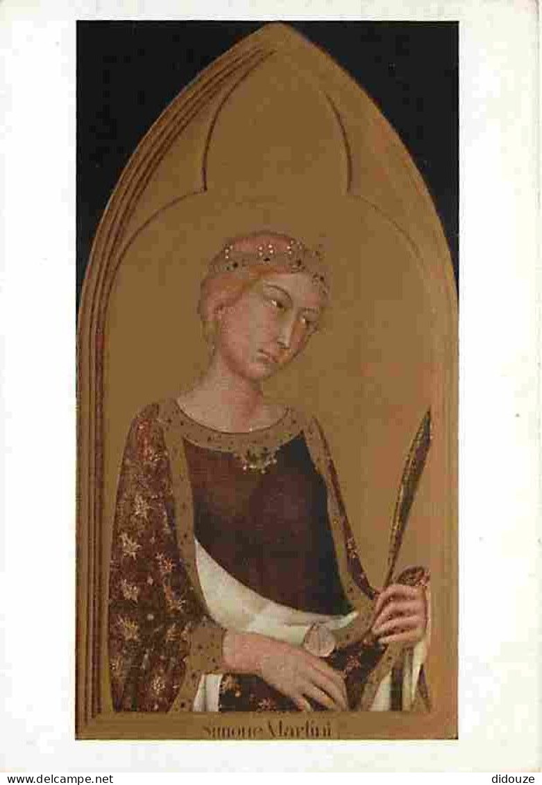 Art - Peinture Religieuse - Simone Di Martini - Sainte Catherine - CPM - Voir Scans Recto-Verso - Tableaux, Vitraux Et Statues