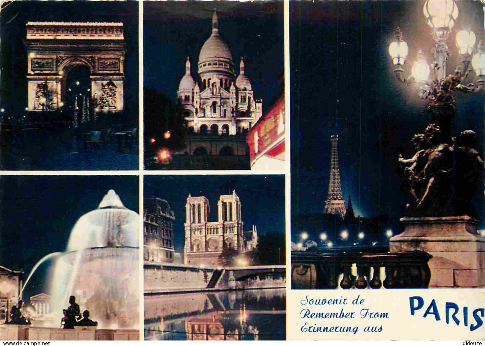 75 - Paris - La Nuit - Multivues - Carte Dentelée - CPSM Grand Format - Voir Scans Recto-Verso - Multi-vues, Vues Panoramiques