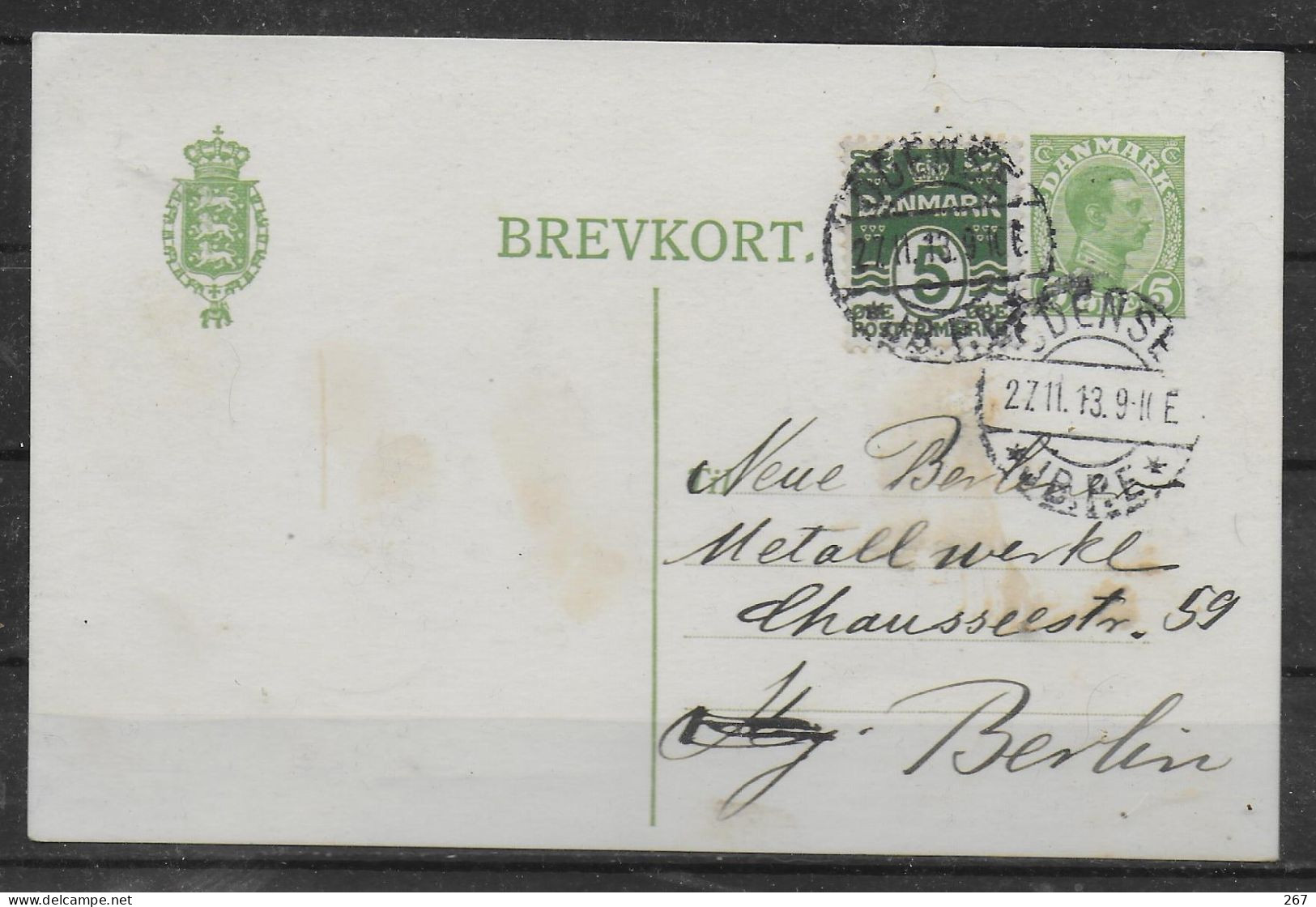 DANEMARK  Carte PAP 1913 - Briefe U. Dokumente