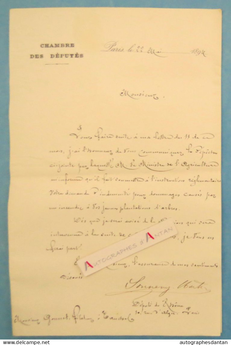 ● L.A.S 1894 Louis SONNERY-MARTIN Député Né à Tarare - Chambre Des Députés - Gonnet Filateur à Ranchal - Rare Lettre - Político Y Militar