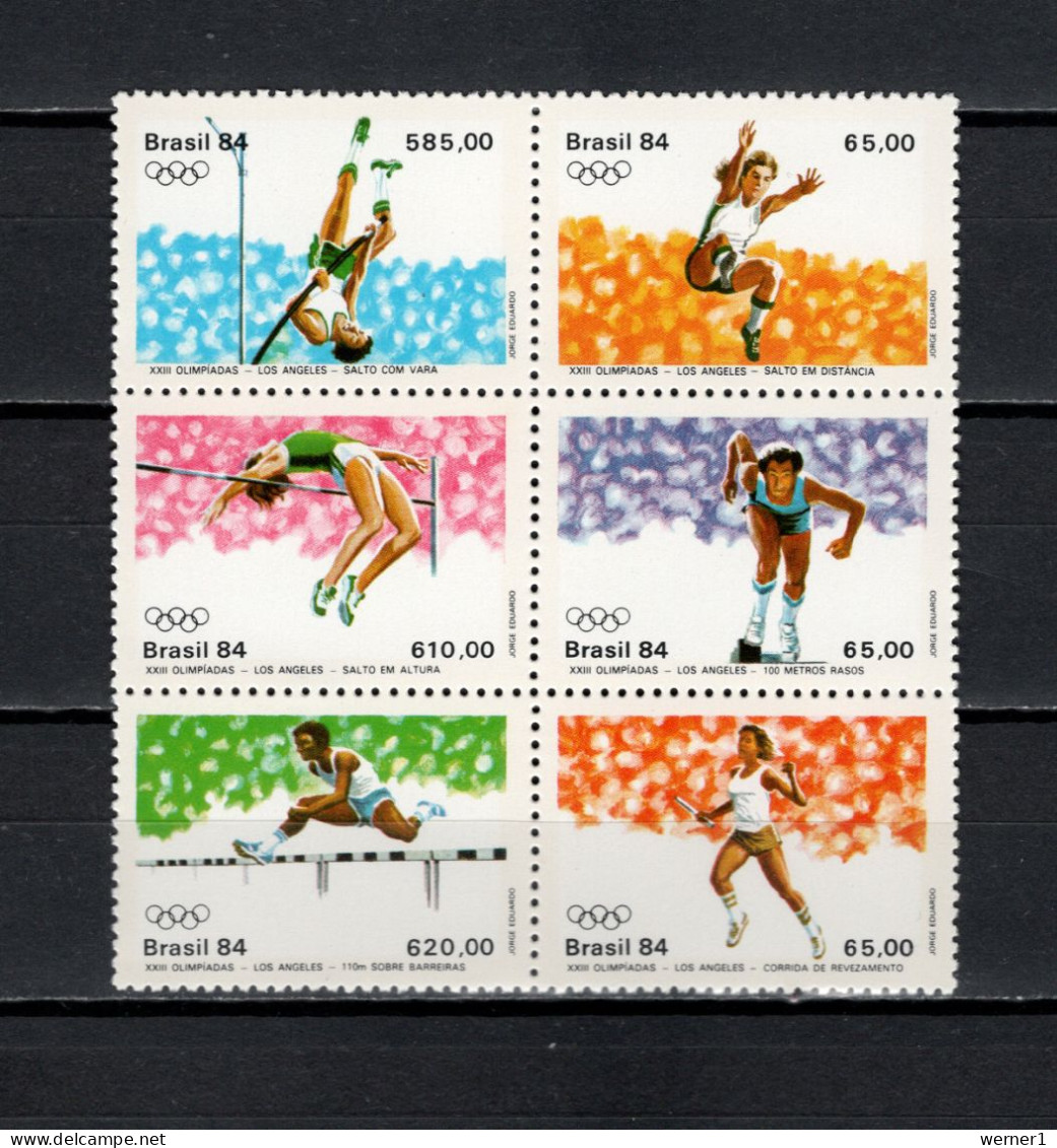 Brazil 1984 Olympic Games Los Angeles, Athletics Block Of 6 MNH - Zomer 1984: Los Angeles