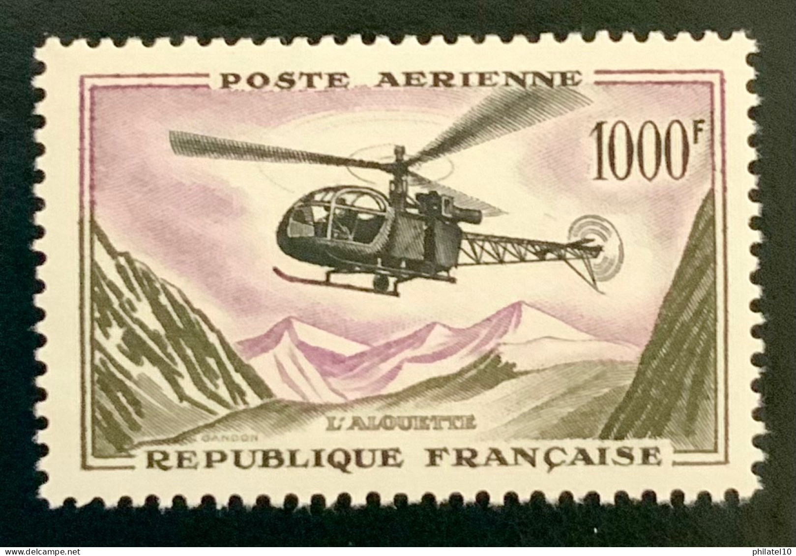 1959 FRANCE N 37 - POSTE AERIENNE L’ALOUETTE 1000F - NEUF** - 1927-1959 Mint/hinged