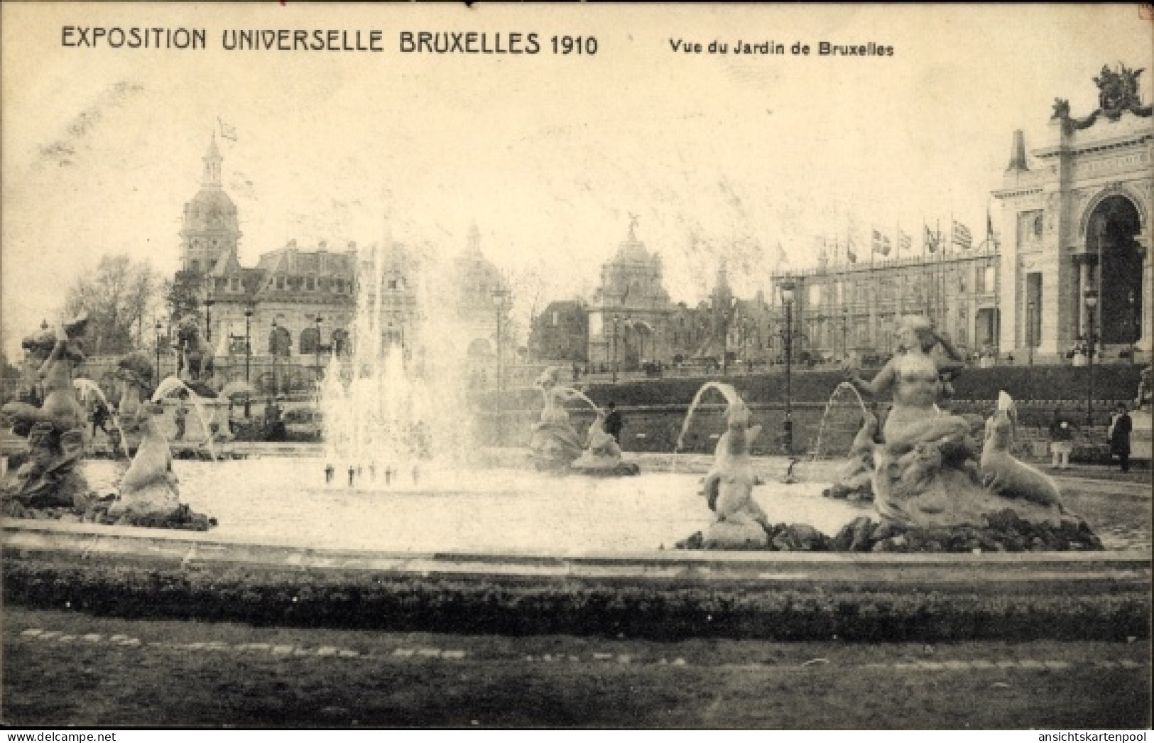 Postkarte Brüssel Brüssel, Ausstellung 1910, Brüsseler Garten - Bruxelles-ville