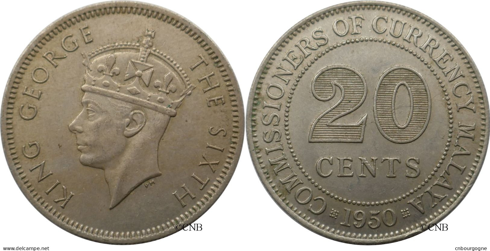Malaya - Colonie Britannique - George VI - 20 Cents 1950 - SUP/AU58 - Mon6454 - Colonias