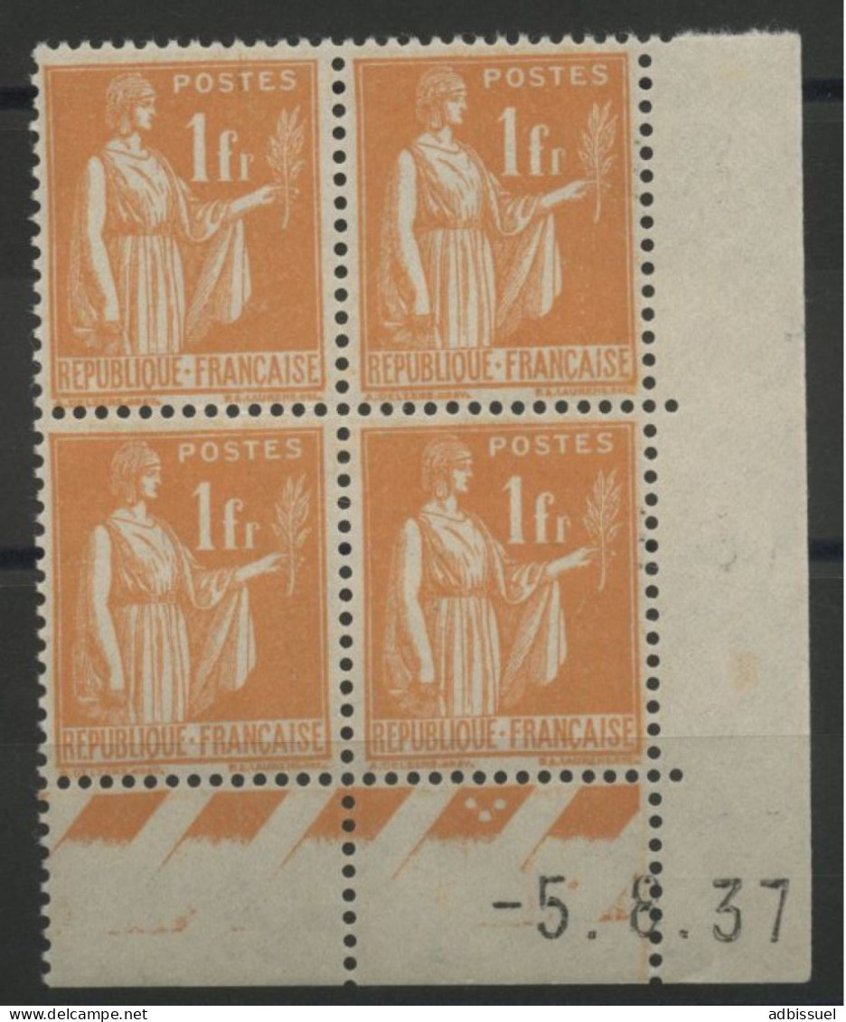 N° 286 Type PAIX Neuf ** (MNH) COTE 40 € Bloc Avec Coin Daté Du 5/8/37. TB - 1930-1939