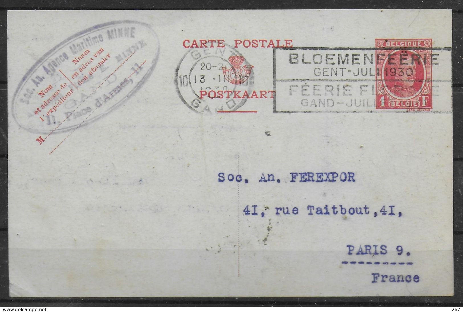 BELGIQUE  Carte 1930 Gent - Covers & Documents