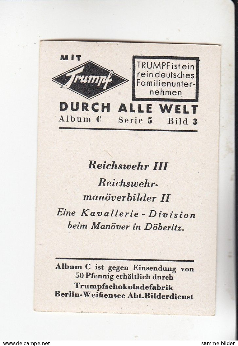 Mit Trumpf Durch Alle Welt  Reichswehr III Kavallerie Division In Döberitz   C Serie 5 # 3 Von 1934 - Zigarettenmarken