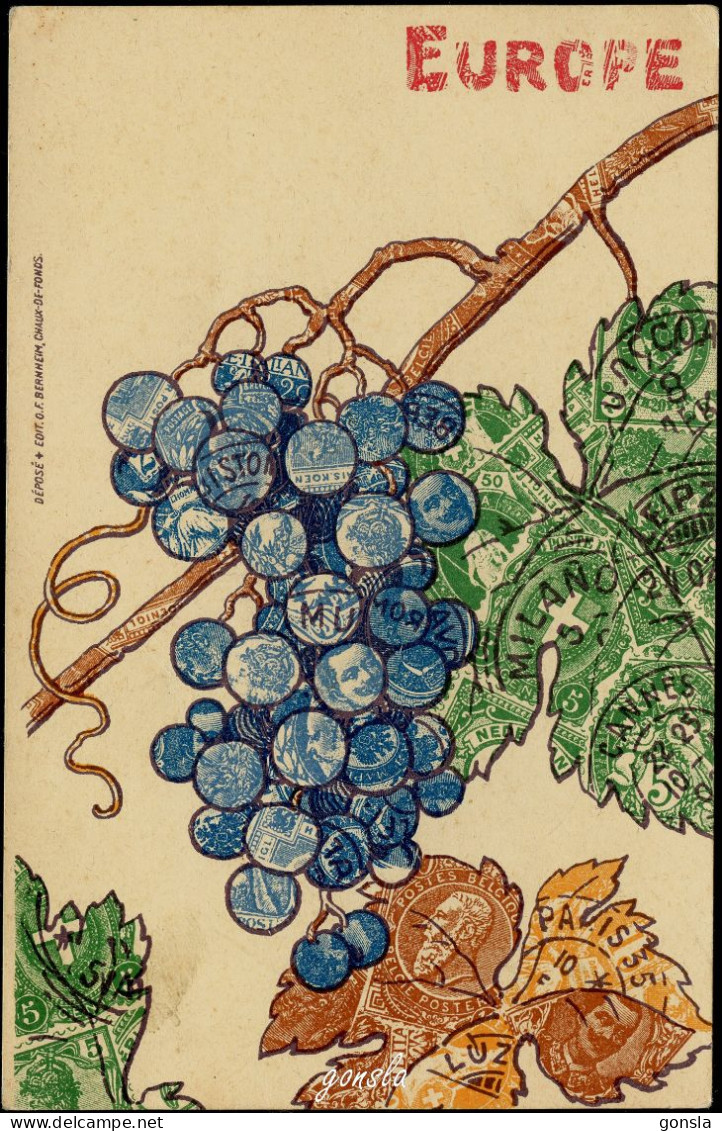 EUROPE "Vignes Timbrées Et Oblitérées" - Timbres (représentations)