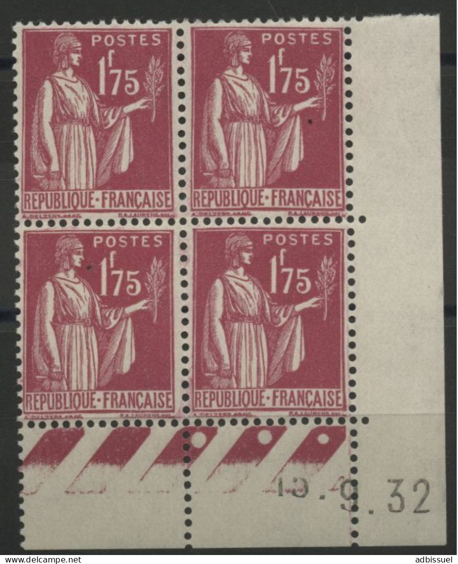 N° 289 Type PAIX Neuf ** (MNH) COTE 115 € Bloc Avec Coin Daté Du 15/9/32. Voir Description - 1930-1939