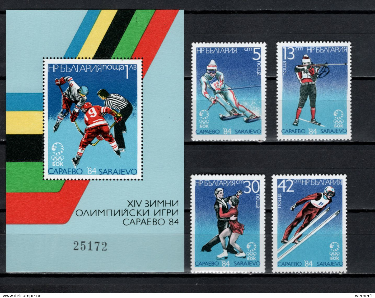 Bulgaria 1984 Olympic Games Sarajevo Set Of 4 + S/s MNH - Hiver 1984: Sarajevo