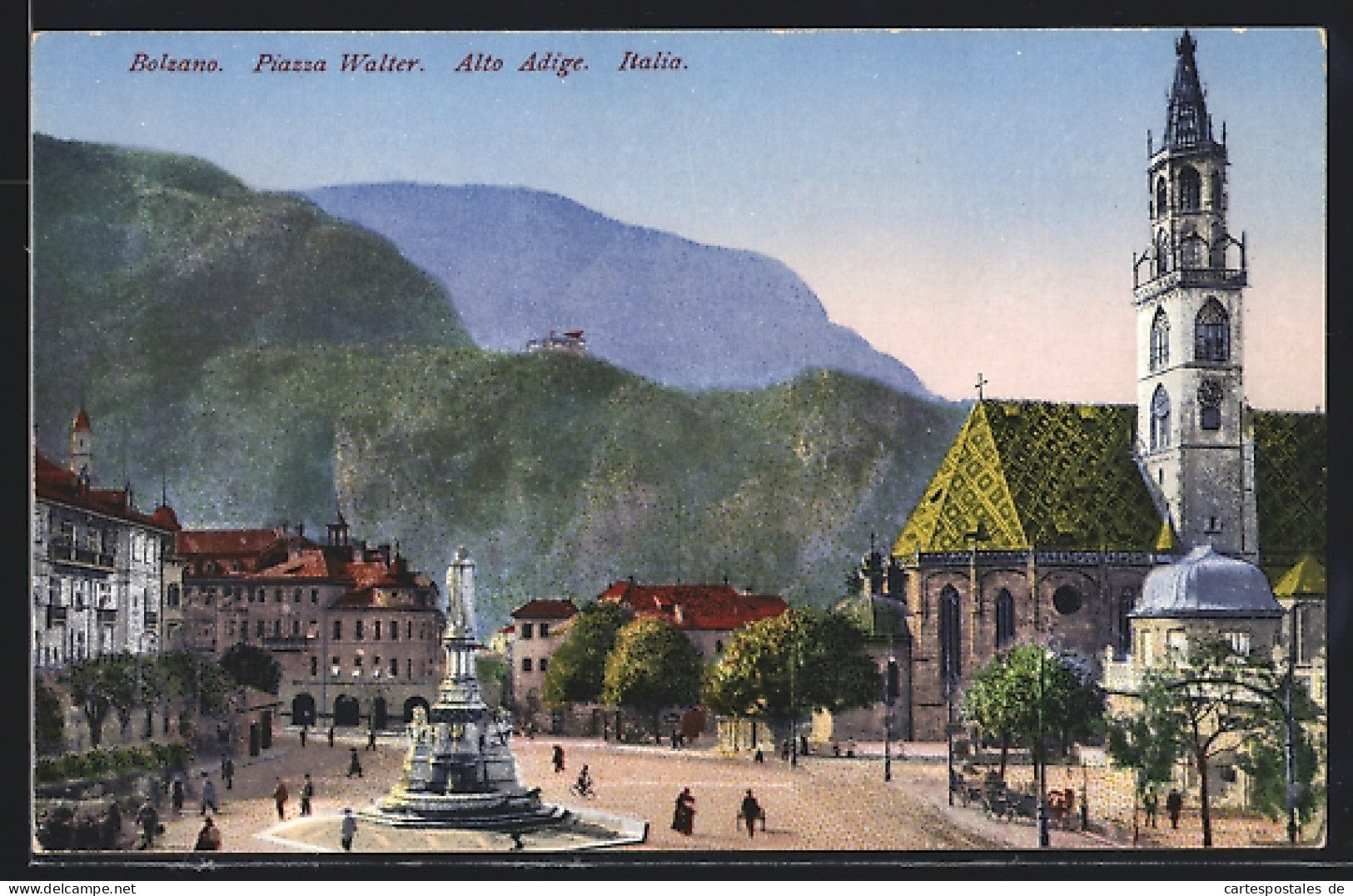 Cartolina Bolzano, Piazza Walter Mit Denkmal  - Bolzano (Bozen)
