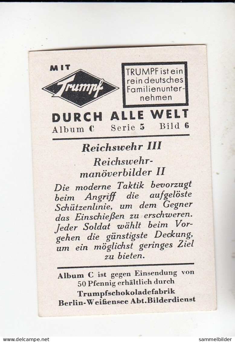 Mit Trumpf Durch Alle Welt  Reichswehr III Soldat Und Seine Deckung C Serie 5 # 6 Von 1934 - Sigarette (marche)