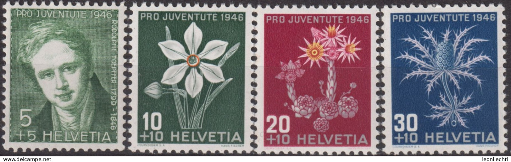 1946 Schweiz Pro Juventute ** Mi:CH 475-478, Yt:CH 433-436, Zum:CH J117-J120, R. Toepffer Und Alpenblumen - Nuevos