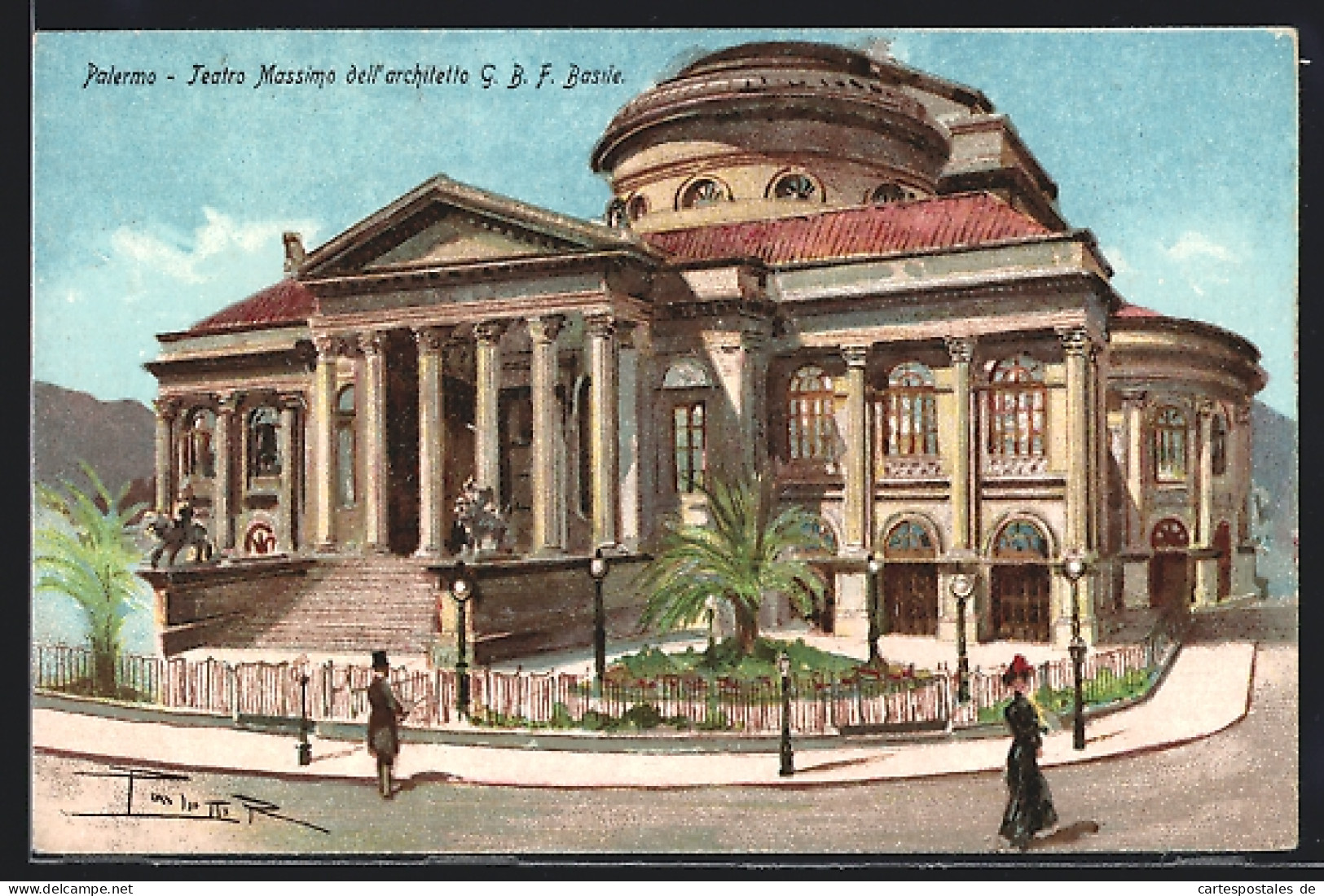Artista-Cartolina Palermo, Teatro Massimo Dell`architetto G. B. F. Basile  - Palermo