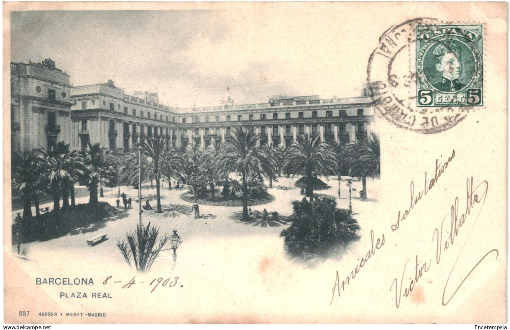 CPA Carte Postale Espagne Barcelona Plaza Real  1903  VM79981 - Barcelona