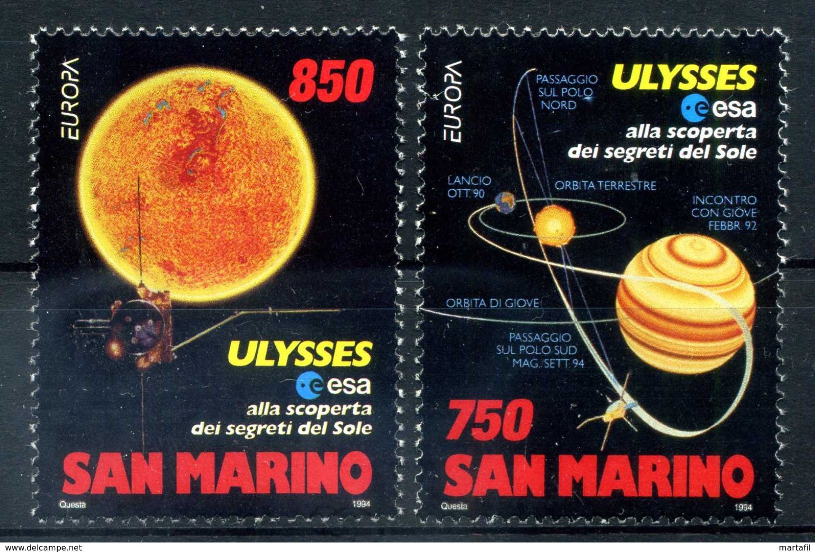 1994 SAN MARINO SET MNH ** Europa Scoperta Dei Segreti Del Sole / Astronomia - Neufs