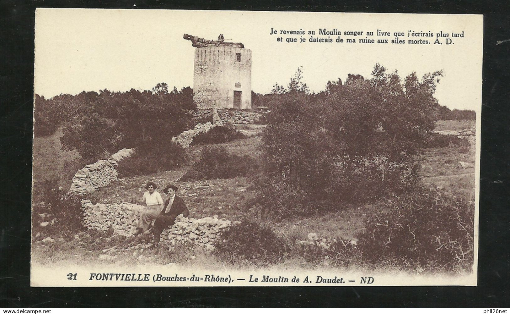 CPA Dos Divisé Lévy Et Neurdein  ND   N°21 Fontvielle  Le Moulin D'Alphonse DAUDET  Animée  Neuve TB - Fontvieille