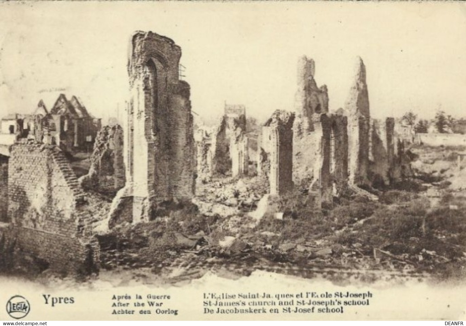 YPRES : Ruines D'Ypres 1914-18. L' Eglise Saint-Jacques Et L' Ecole St-Joseph. - Ieper