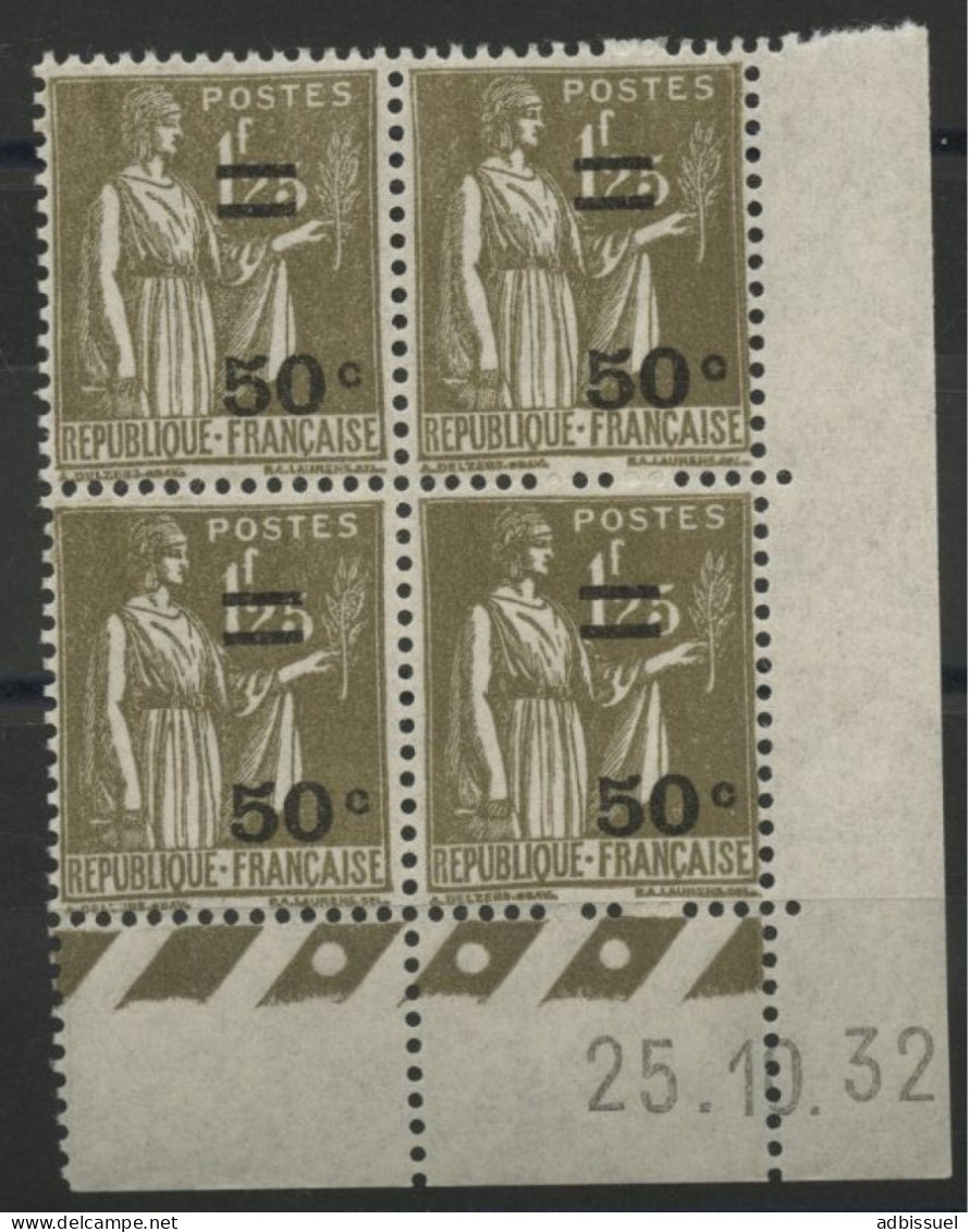 N° 298 Type PAIX Neuf ** (MNH) COTE 40 € Bloc Avec Coin Daté Du 25/10/32. TB - 1930-1939