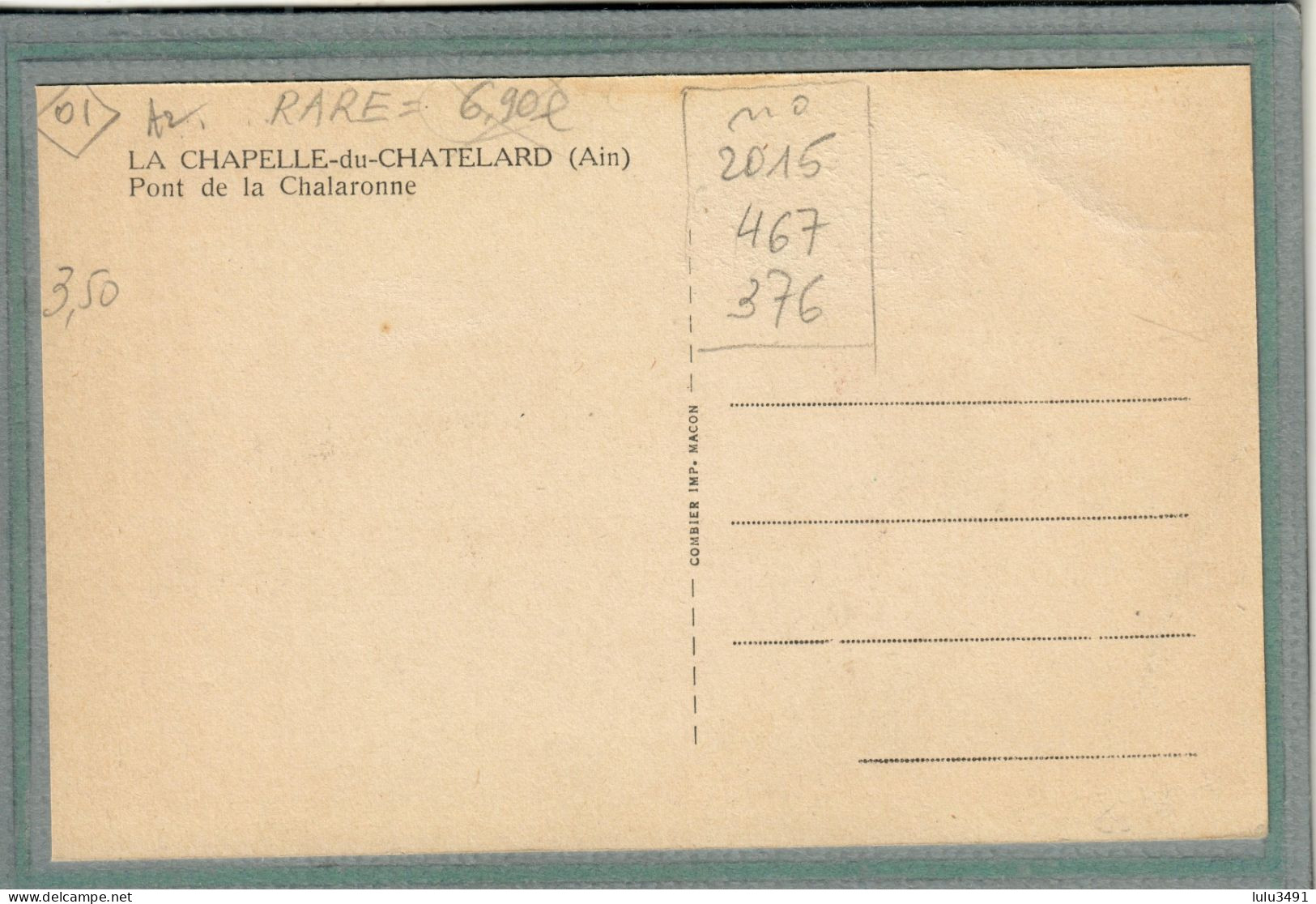 CPA (01) La CHAPELLE-du-CHATELARD - Aspect Du Lavoir Et Du Pont Sur La Chalaronne - 1930 - Carte Colorisée - Sin Clasificación
