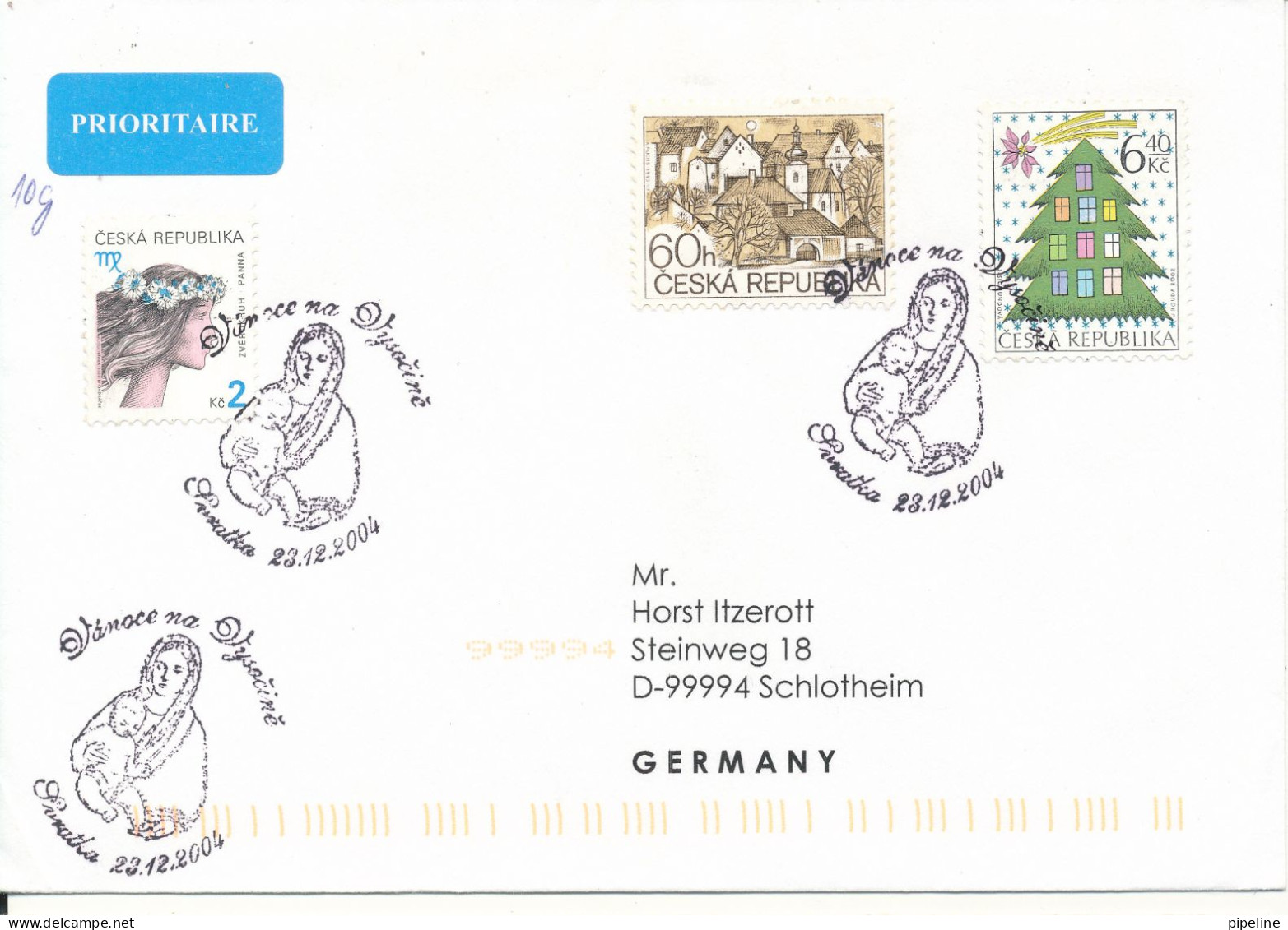 Czech Republic Cover Sent To Germany Brantka 23-12-2004 Special Postmarks - Cartas & Documentos