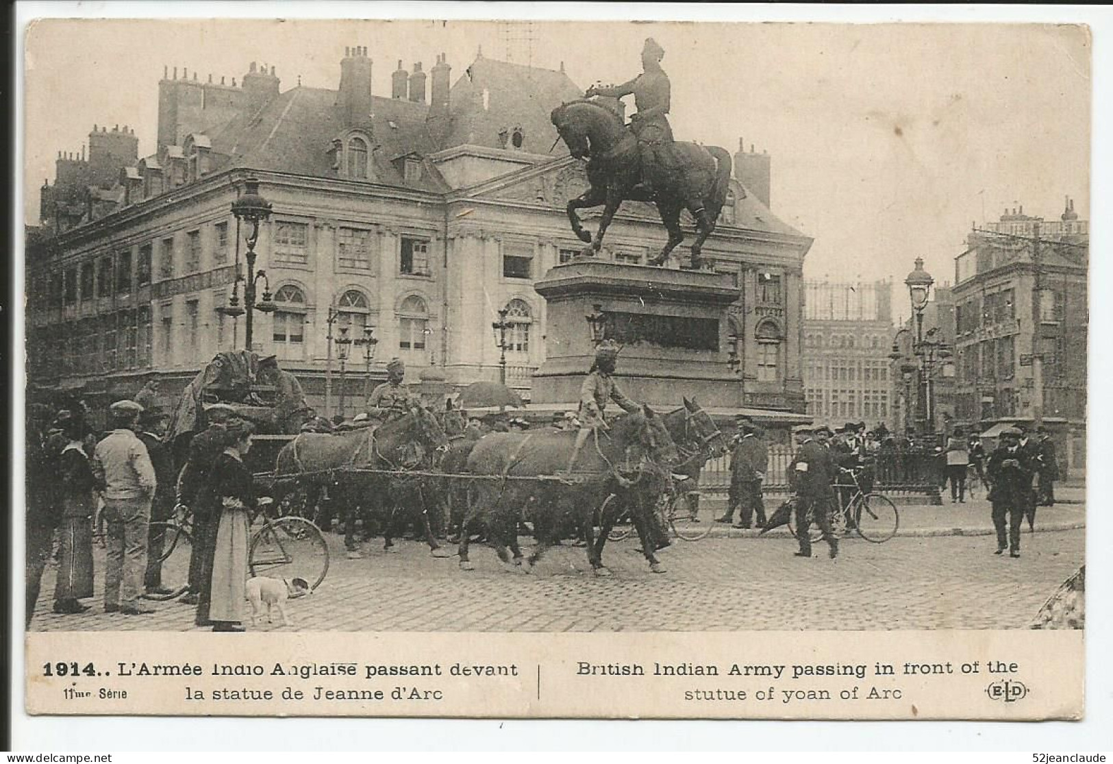 L'Armée Indo-Anglaise Passant Devant La Statue De Jeanne D'Arc  1914     N° - Paris (01)