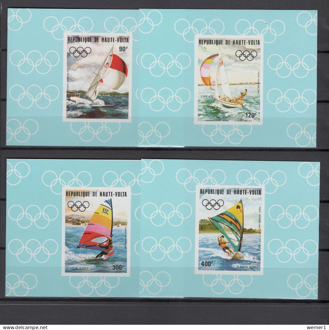 Burkina Faso (Upper Volta) 1983 Olympic Games Los Angeles, Sailing, Windsurfing Set Of 4 S/s Imperf. MNH -scarce- - Estate 1984: Los Angeles