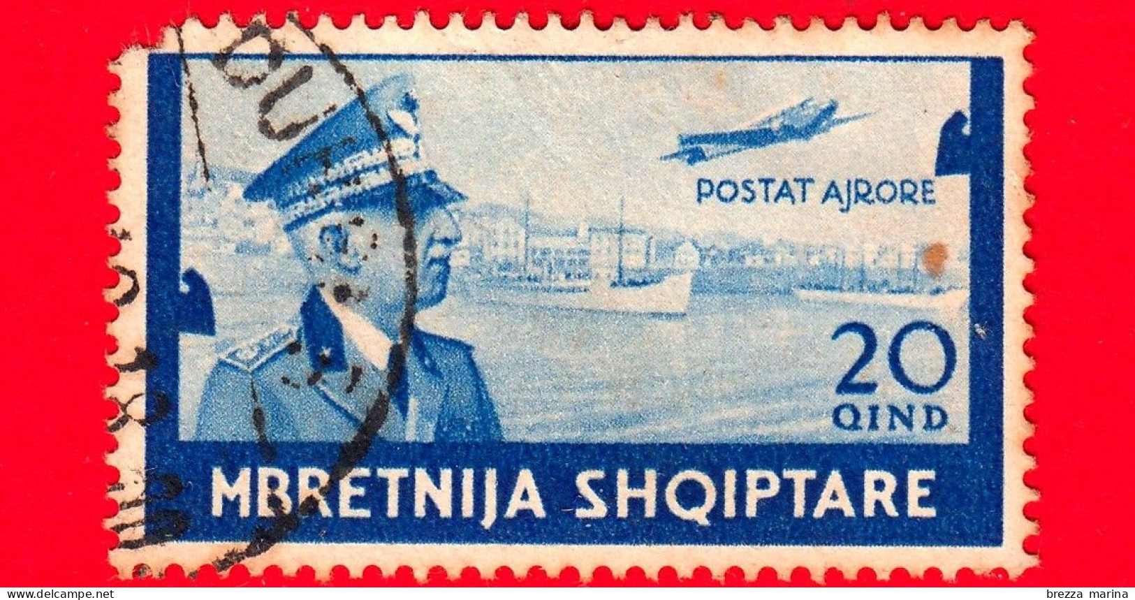 ITALIA - ALBANIA - Usato - Occupazioni -  1940 - Effigie Di Vittorio Emanuele III E Porto Di Durazzo - Posta Aerea - 20 - Albanie