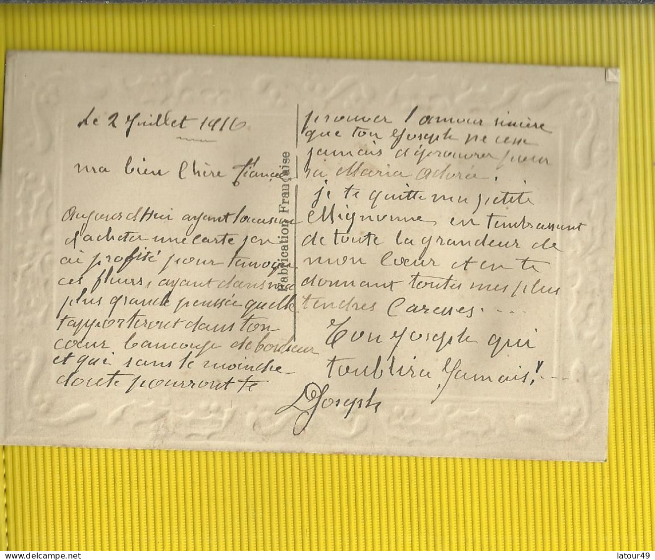 Carte Brodee Ecrit Par Militaire Tres Bon Etat 1916 - Bordados