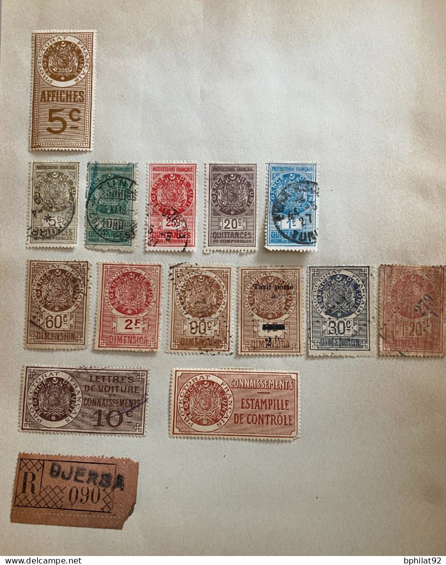 !!! TUNISIE, PROTECTORAT FRANÇAIS TUNISIE LOT DE TIMBRES FISCAUX - Portomarken