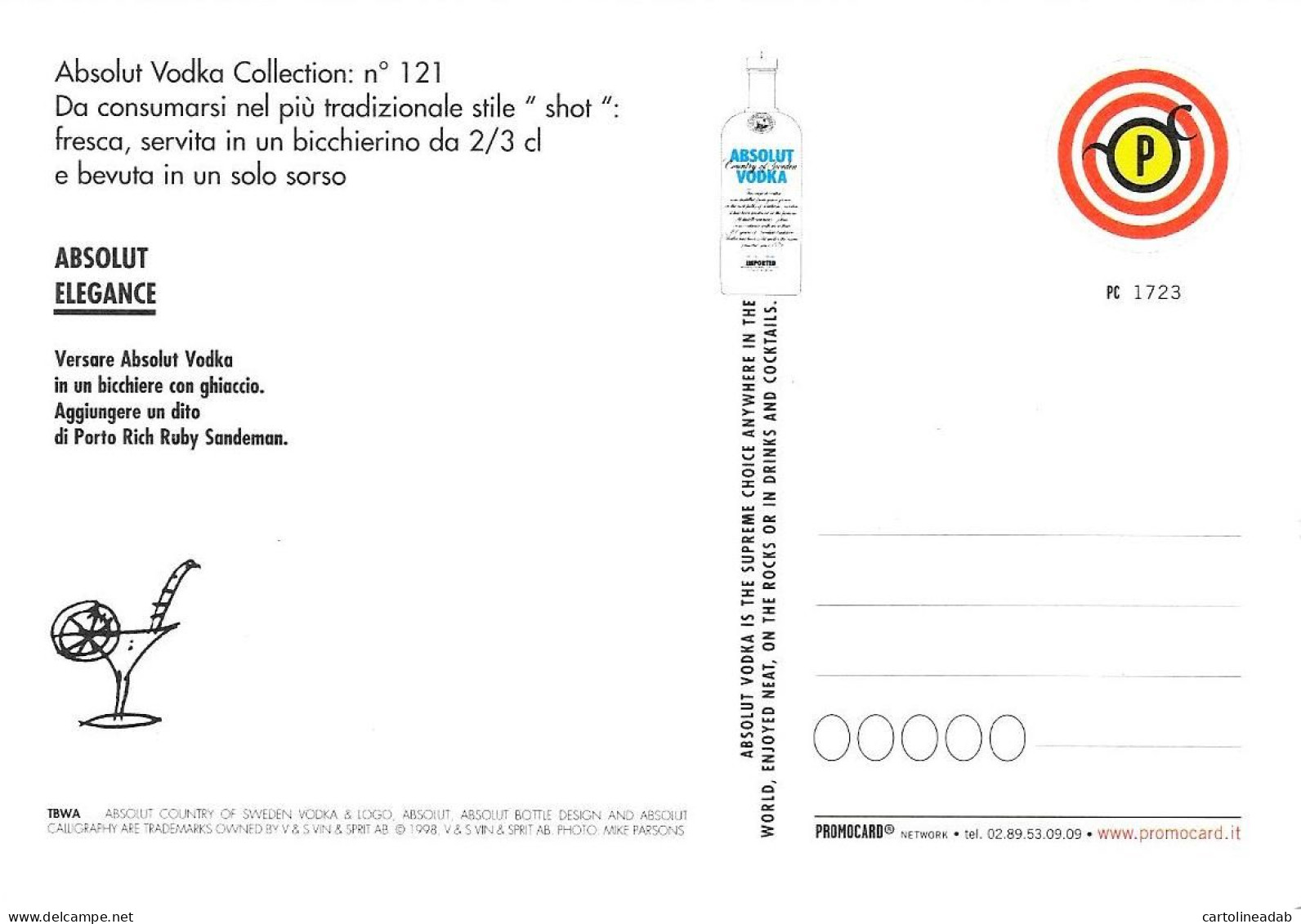 [MD9498] CPM - ABSOLUT VOYEUR - ABSOLUT VODKA COLLECTION 121 - PROMOCARD 1723 - PERFETTA - Non Viaggiata - Werbepostkarten