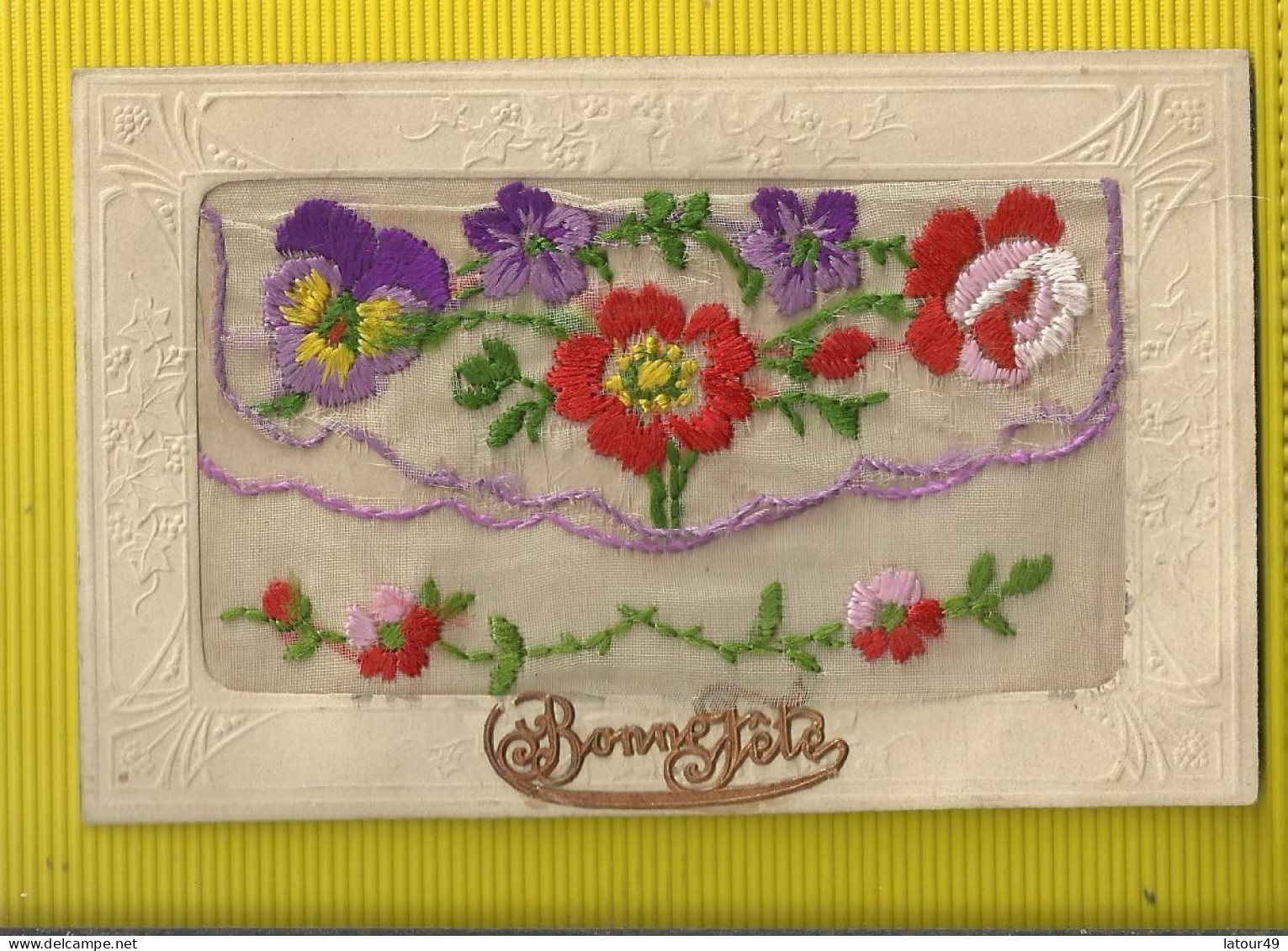 Carte Brodee Bonne Annee - Embroidered