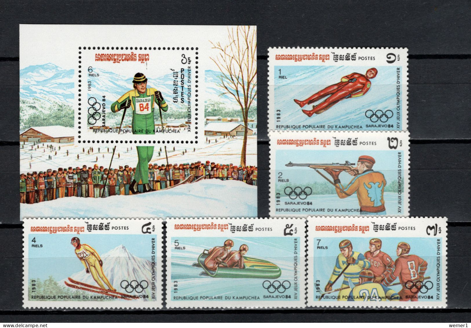 Cambodia 1983 Olympic Games Sarajevo Set Of 5 + S/s MNH - Inverno1984: Sarajevo