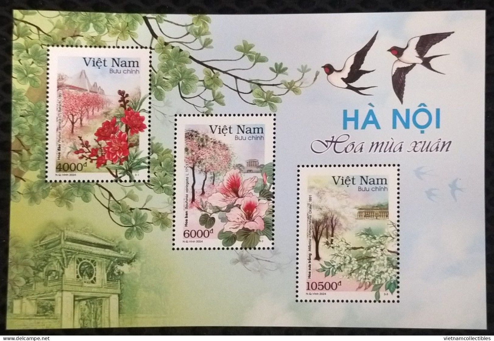 Viet Nam Vietnam MNH Perf Sheetlet 2024 : 12 Flower Seasons In Hanoi (series 1) / Bird / Bridge / Architecture (Ms1188)) - Vietnam