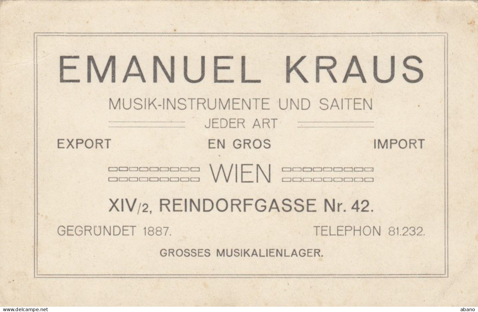 Rechnung Harmonika Wien 15. Bez: Reindorfgasse 42 - Musikinstrumente Emanuel Kraus, 1919 !!! - Autriche