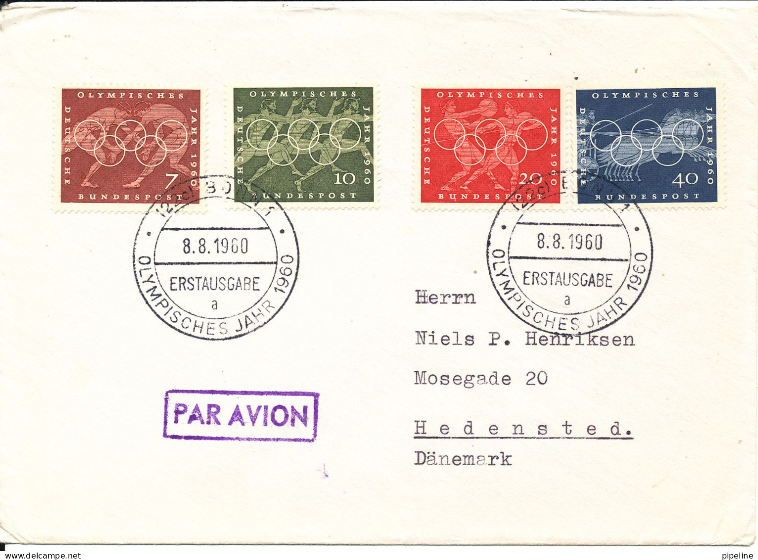 Germany FDC 8-8-1960 Complete Set Of 4 Olympic Games ROME 1960 - Verano 1960: Roma