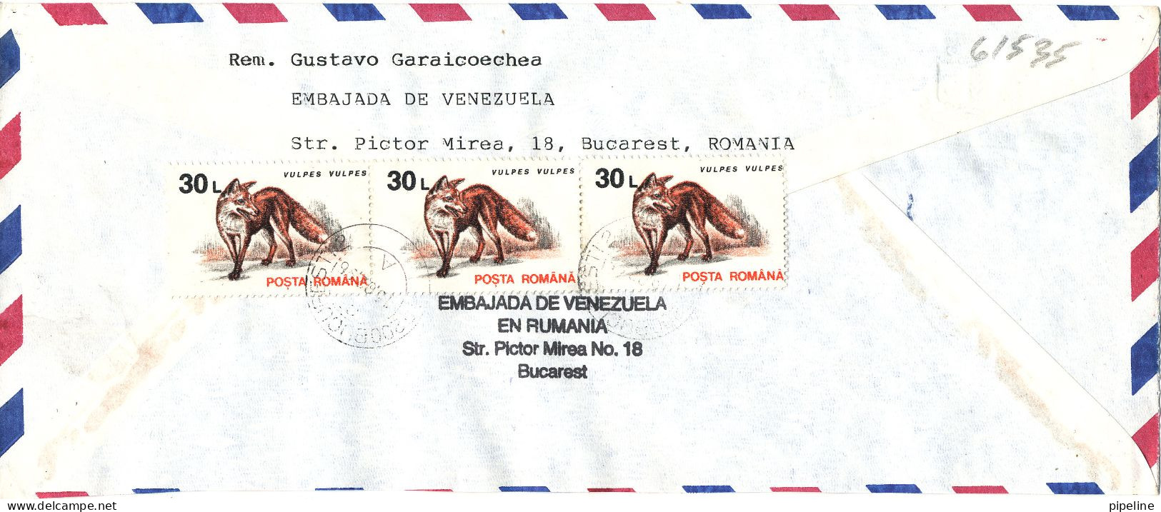 Romania Registered Air Mail Cover Sent To Denmark 16-2-1996 Topic Stamps Sent From The Embassy Of Venezuela Bucarest - Cartas & Documentos