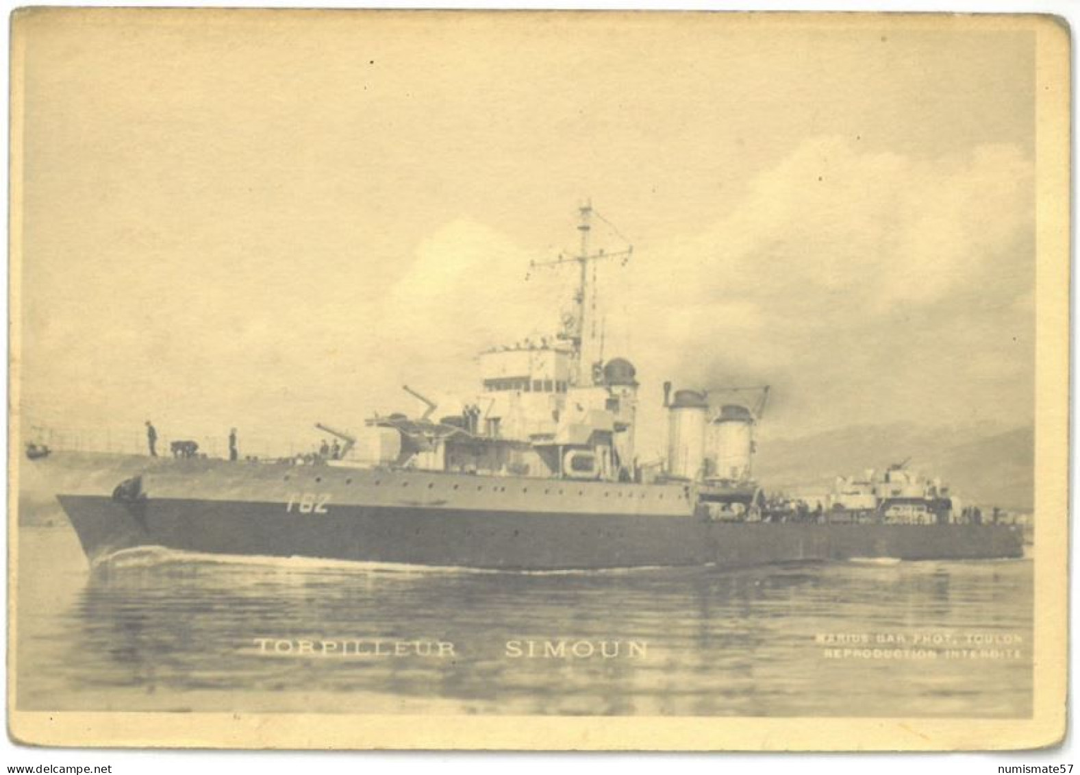 CPA Torpilleur SIMOUN - Ed. Marius Bar , Toulon - Warships