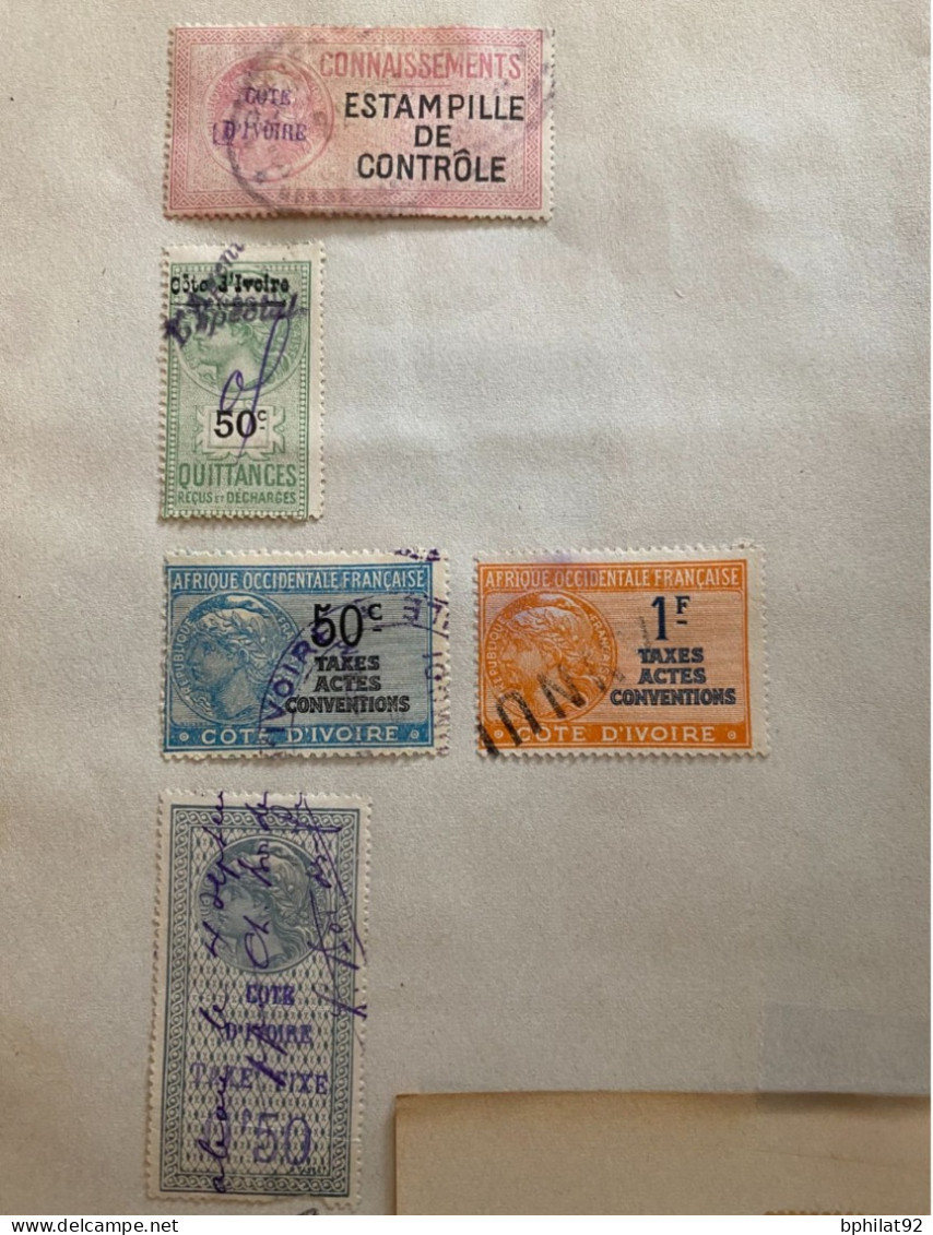 !!! A.O.F, CÔTE D'IVOIRE, DAHOMEY, LOT DE TIMBRES FISCAUX - Oblitérés