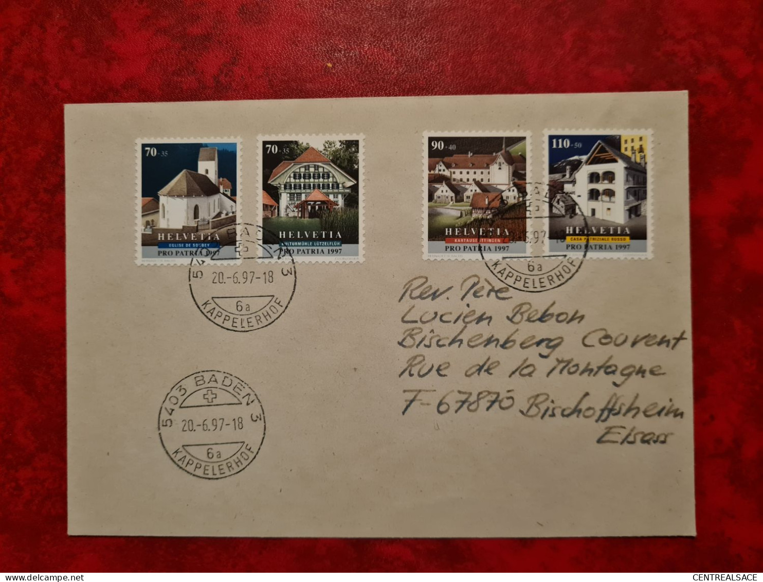 SUISSE LETTRE 1997 BADEN KAPPELERHOF SERIE PRO PATRIA - Sonstige & Ohne Zuordnung