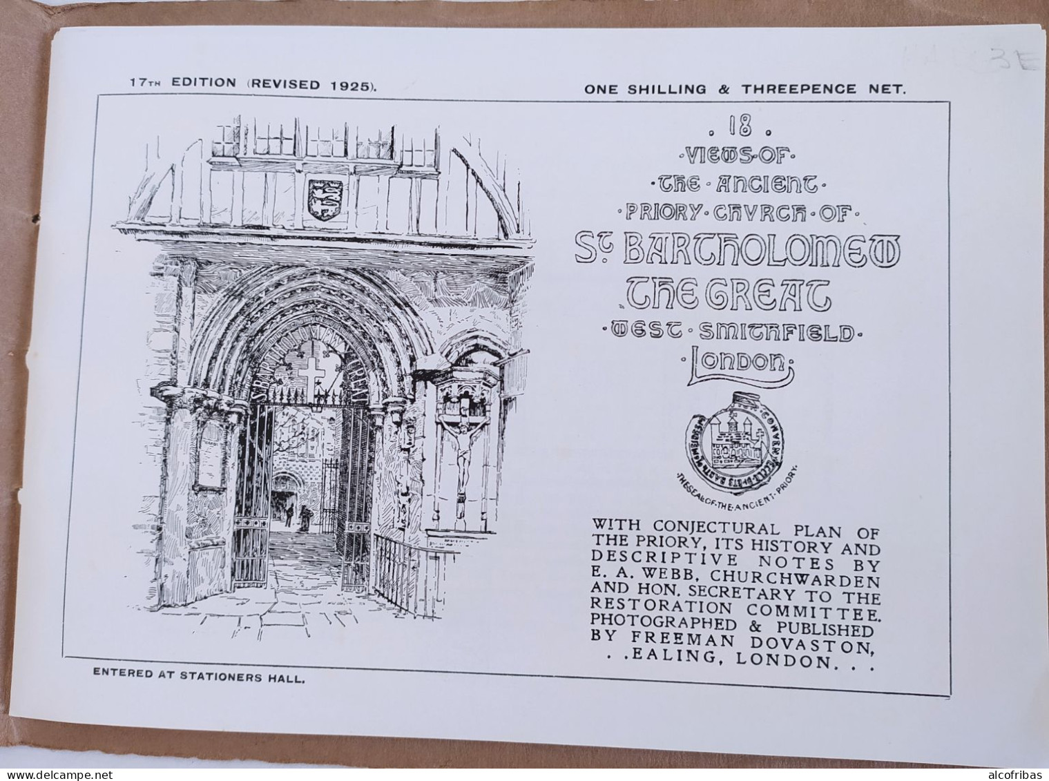 Priory Church Of St Bartholomew London Religion Culte 1925 - Otros & Sin Clasificación