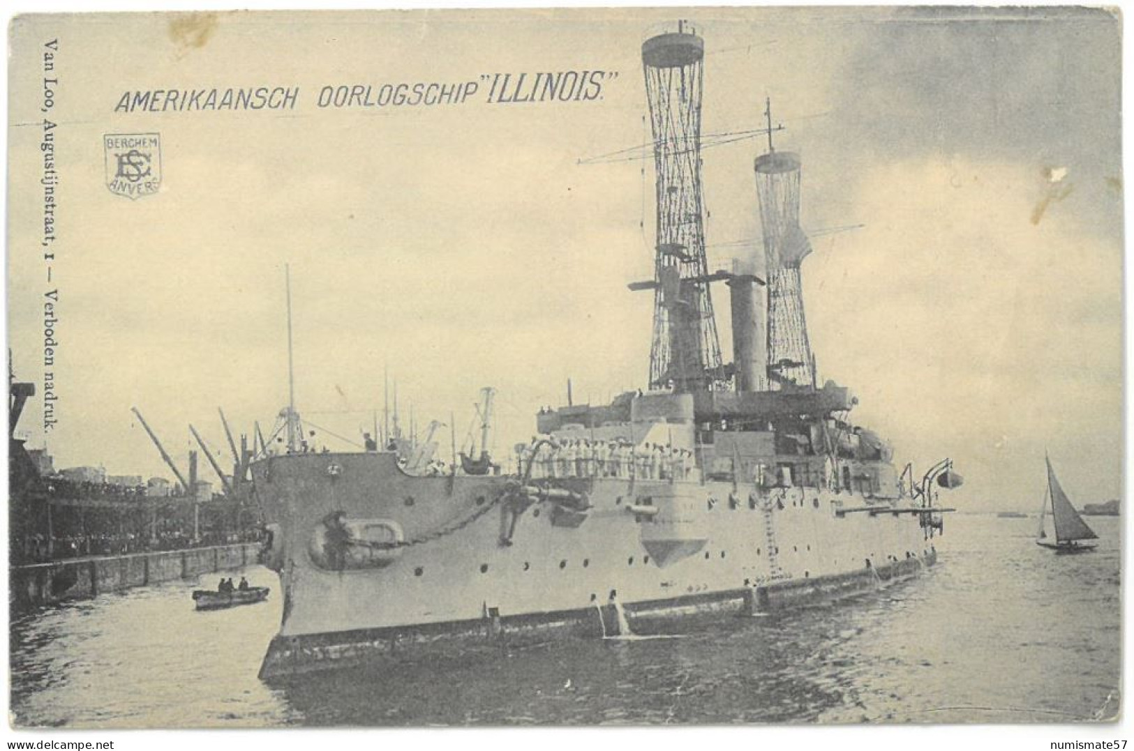 CPA Amerikaansch Oorlogschip ILLINOIS ( US Navy ) - Ed. Berchem Anvers - Guerra